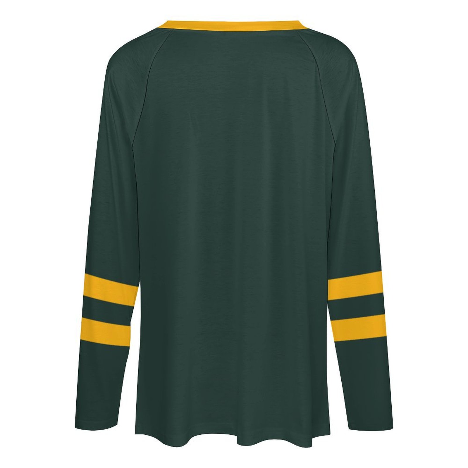 Green Bay Packers Women's V-neck Double-layered Long-sleeved Loose T-shirt-Green Bay Packers - fitnfan