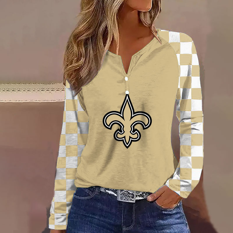 V NECK SHIFT Casual BLOUSE-New Orleans Saints - fitnfan