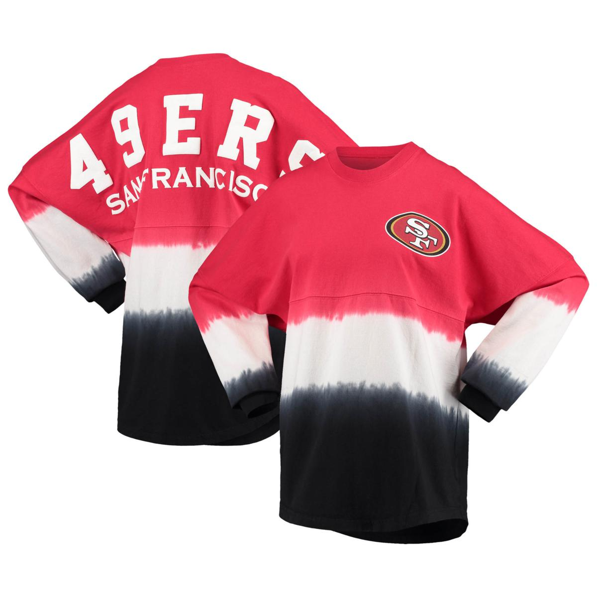 Casual Loose Contrast Long Sleeve T-Shirt-San Francisco 49ers - fitnfan