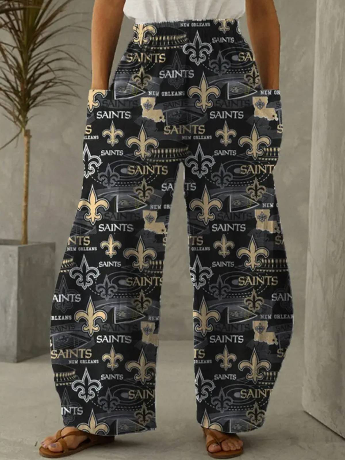 New Fashion Printed Pocket Casual Pants-New Orleans Saints - fitnfan