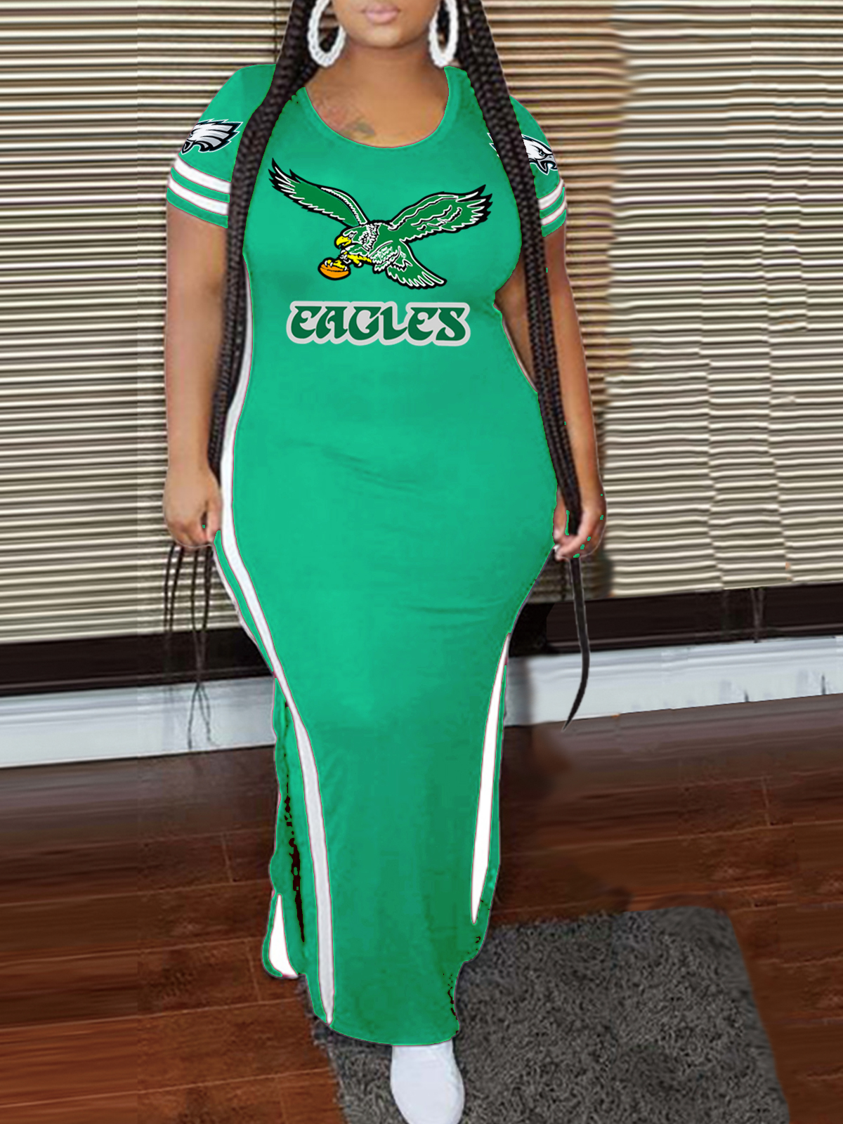 New Crew Neck Short Sleeve Striped Colorblock Dress - fitnfan