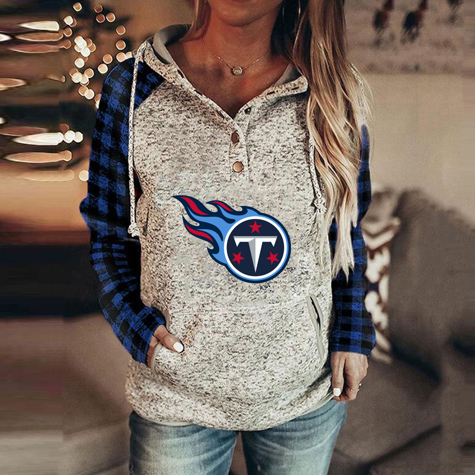 Fashion color blocking printed Hoodie-Tennessee Titans - fitnfan