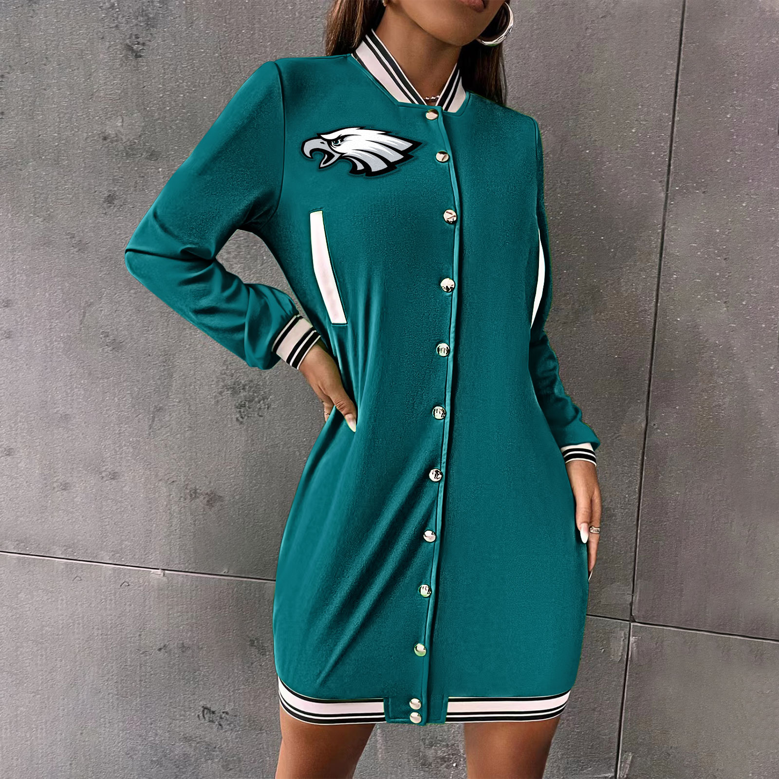 Fashionable single-breasted sports dress-Philadelphia Eagles - fitnfan