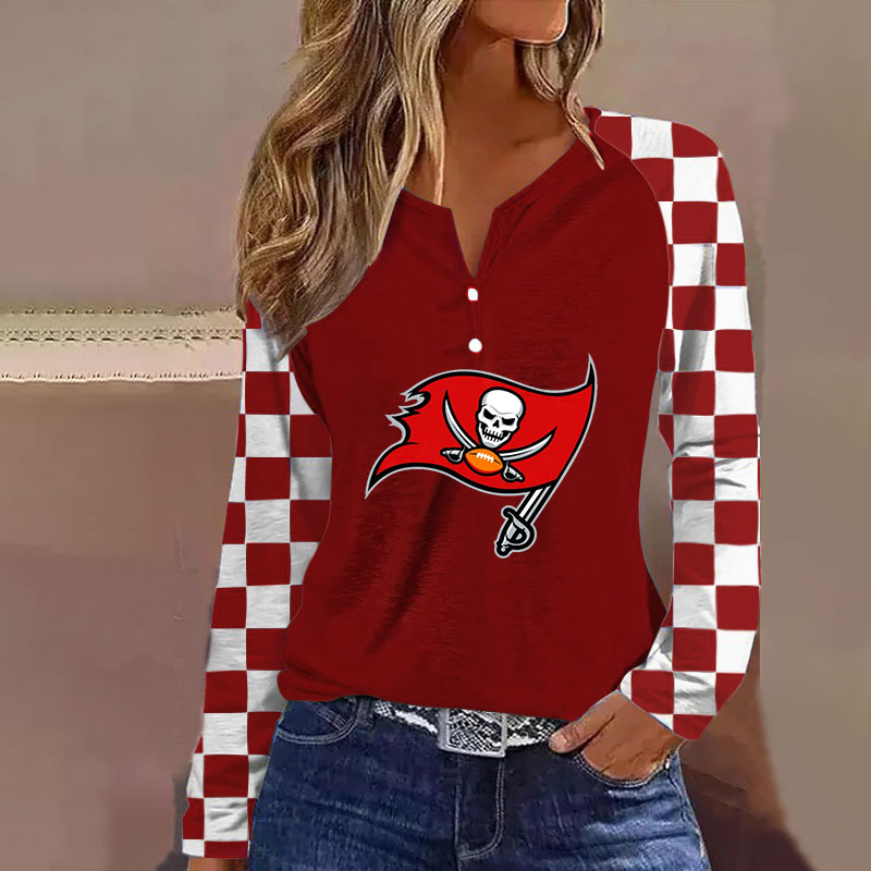 V NECK SHIFT Casual BLOUSE-Tampa Bay Buccaneers - fitnfan