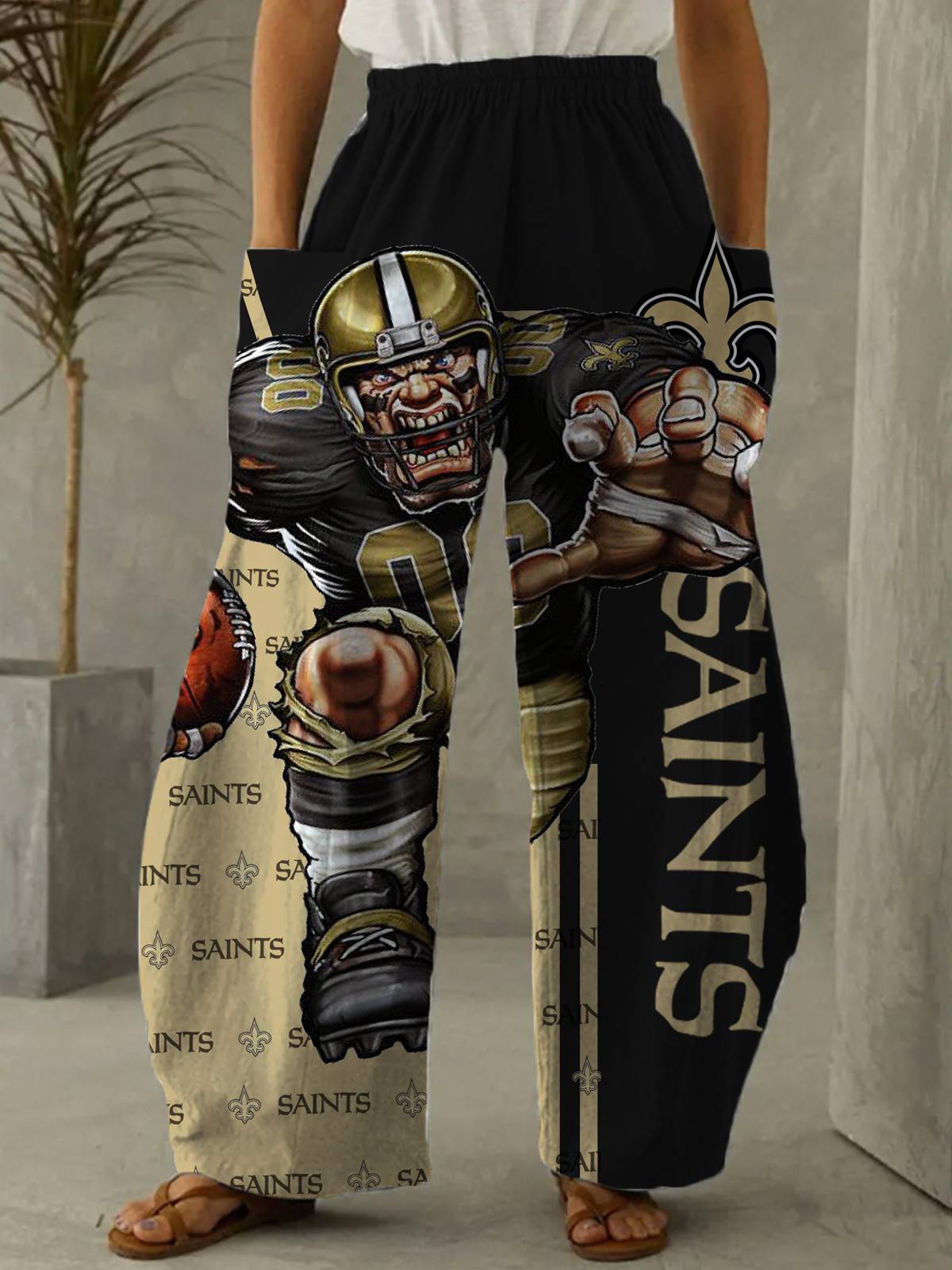 New Fashion Printed Casual Straight-Leg Pants-New Orleans Saints - fitnfan