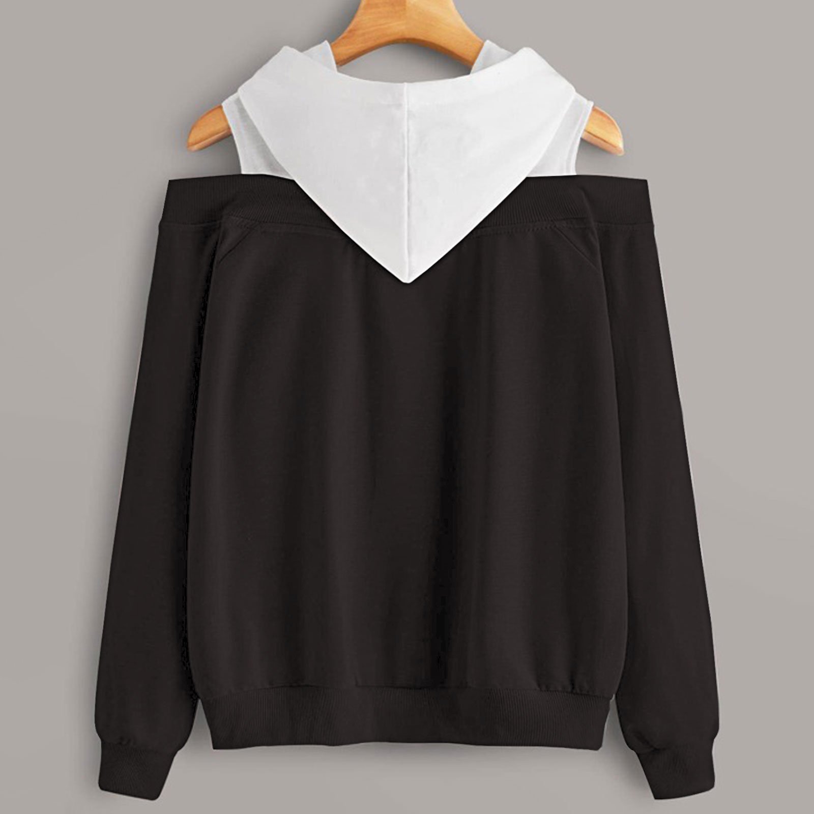 2 In 1 Colorblock Cold Shoulder Hoodie-Las Vegas Raiders - fitnfan