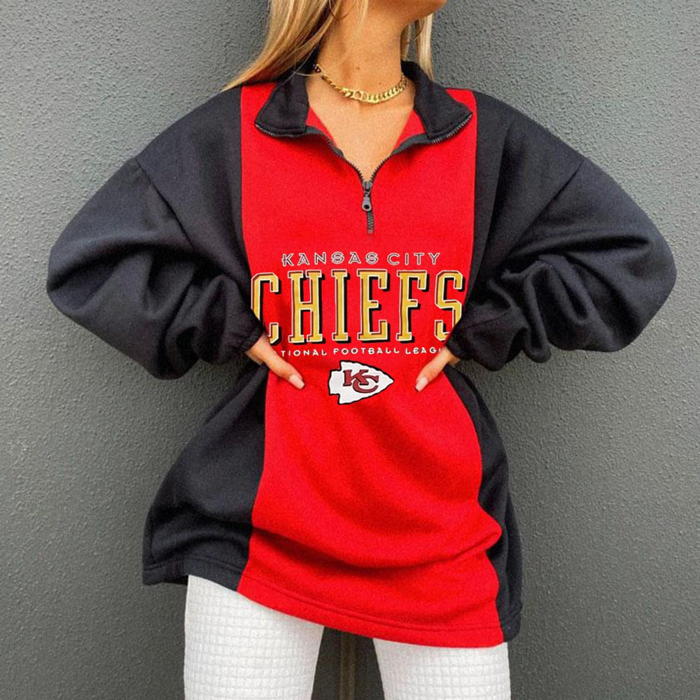 [pre sale] fashion contrast printed zipper Pullover - fitnfan