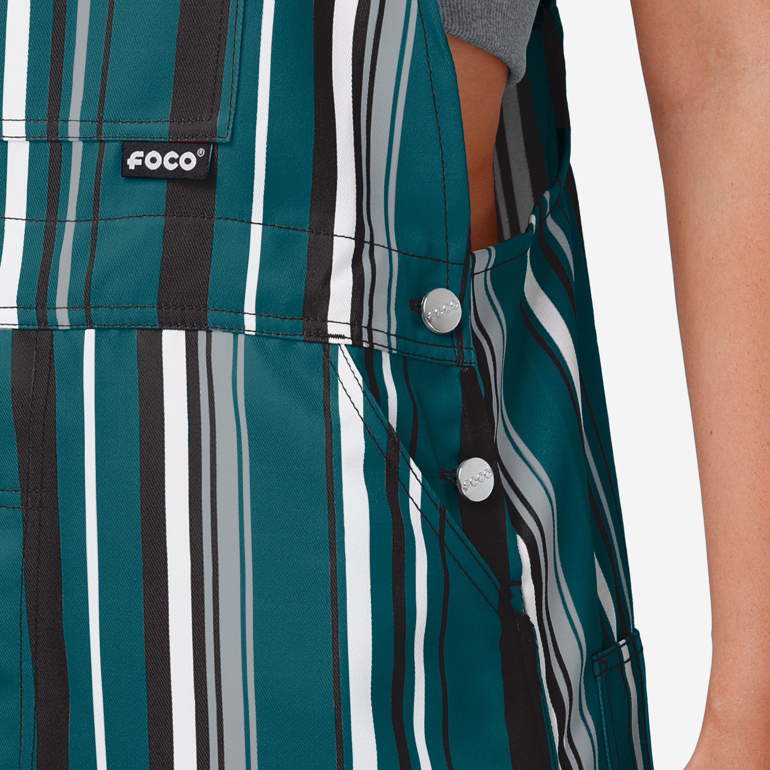 New Womens Hyper Stripe Bib Overalls-Philadelphia Eagles - fitnfan