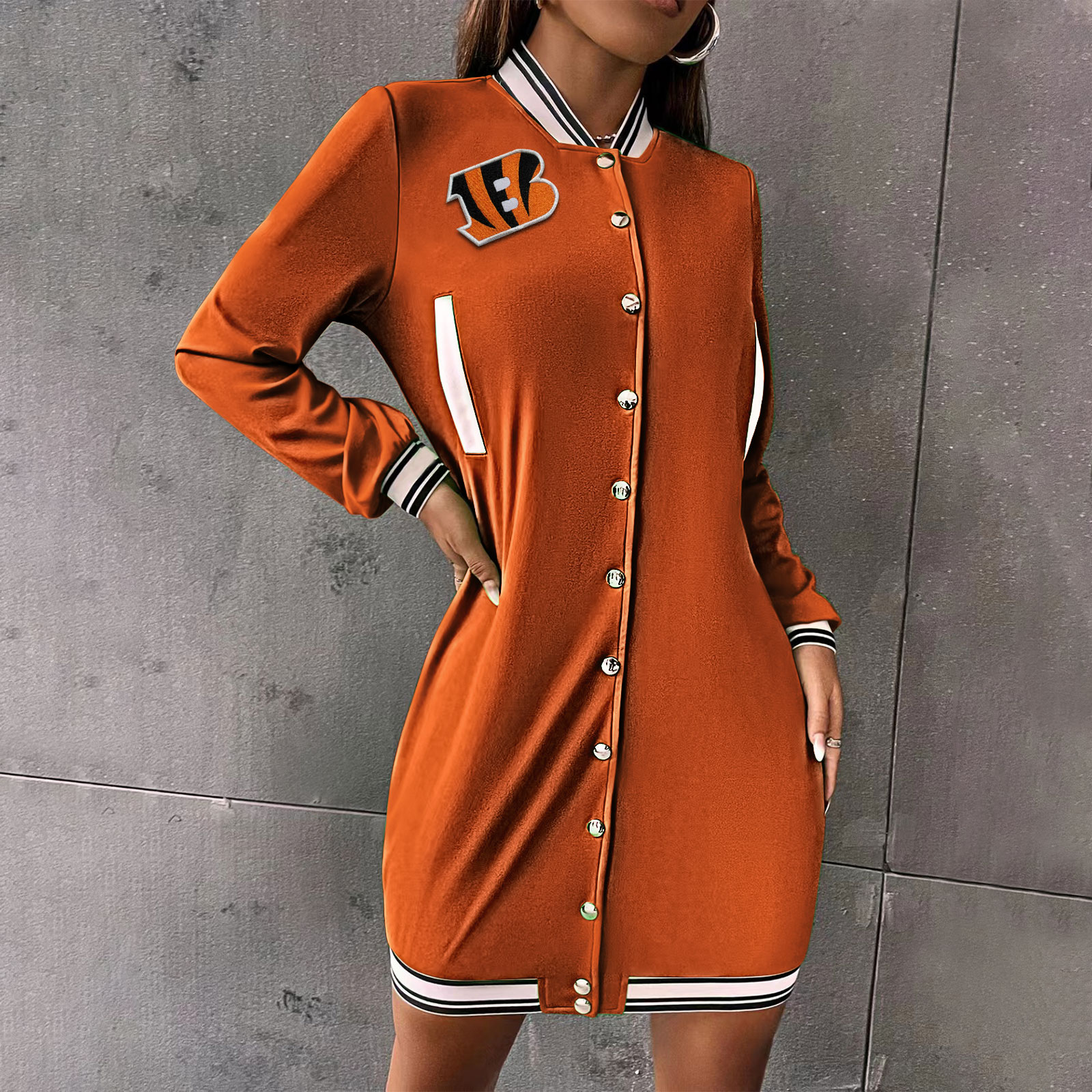 Fashionable single-breasted sports dress-Cincinnati Bengals - fitnfan