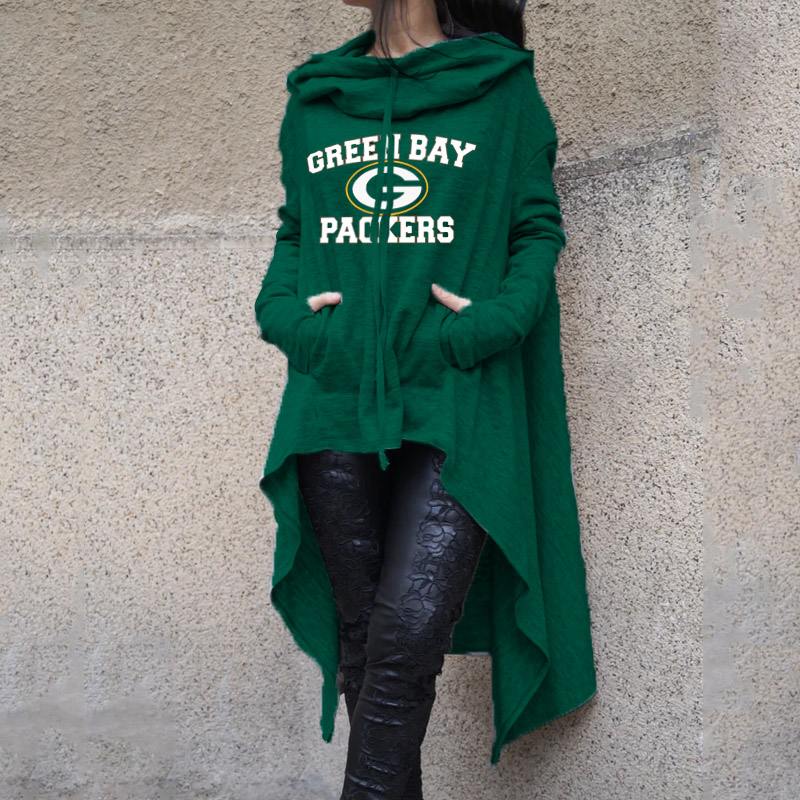 Fashionable Print Irregular Long Sleeve Sweatshirt-Green Bay Packers - fitnfan