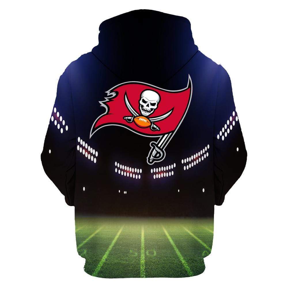 Tampa Bay Buccaneers Printed Hooded Pocket Pullover Sweater-Tampa Bay Buccaneers - fitnfan