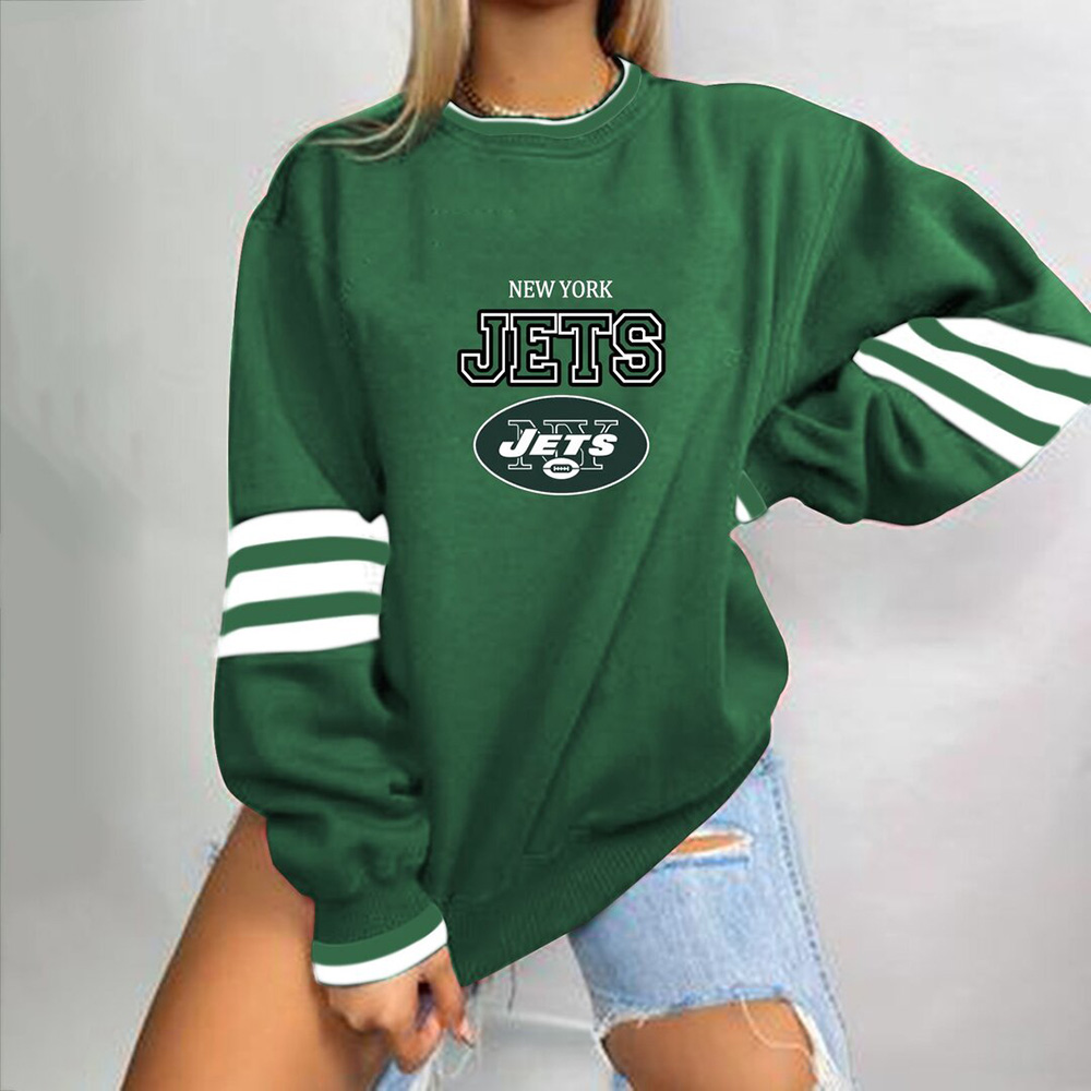 fashion loose Casual sports printed Pullover-New York Jets - fitnfan