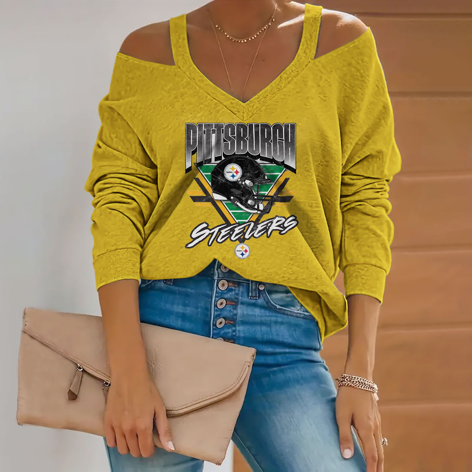 Triangle Vintage Cold Shoulder Long Sleeves Casual Blouses - fitnfan