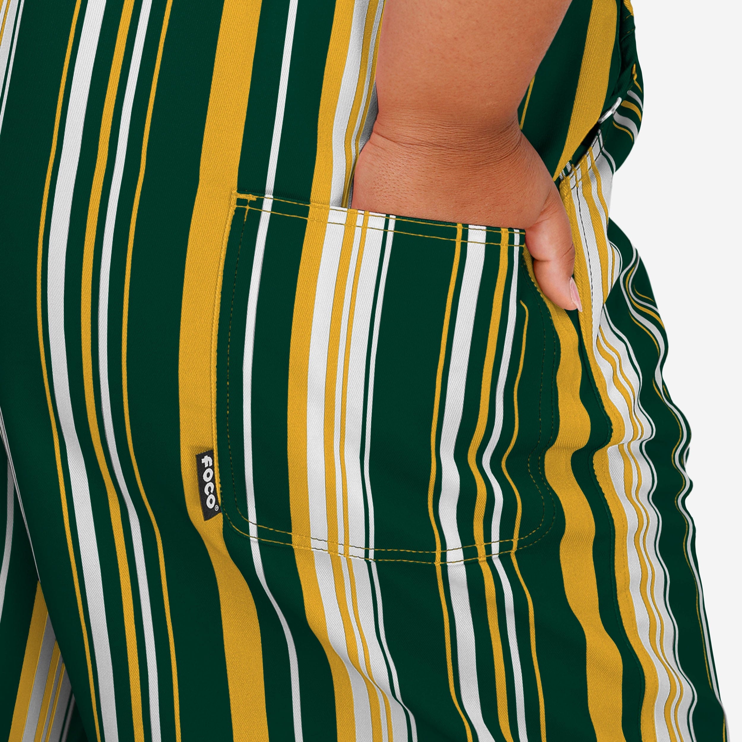 New Womens Hyper Stripe Bib Overalls-Green Bay Packers - fitnfan
