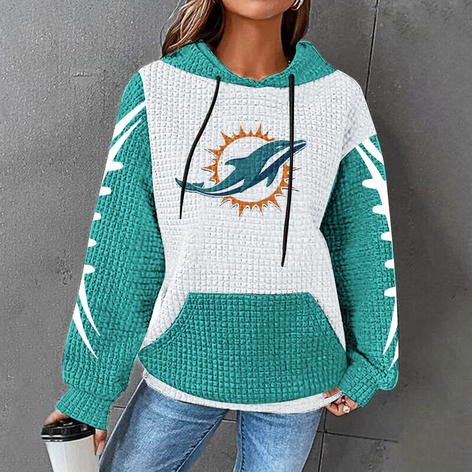 Casual printed Hoodie for men and women-Miami Dolphins - fitnfan
