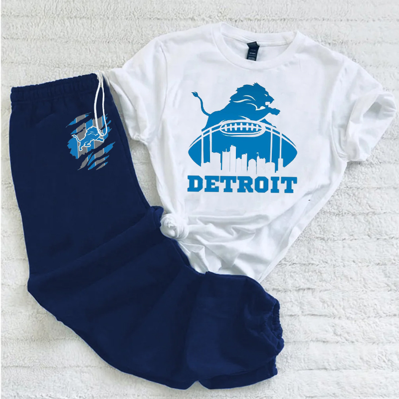 Casual loose fashion printed suit-Detroit Lions - fitnfan
