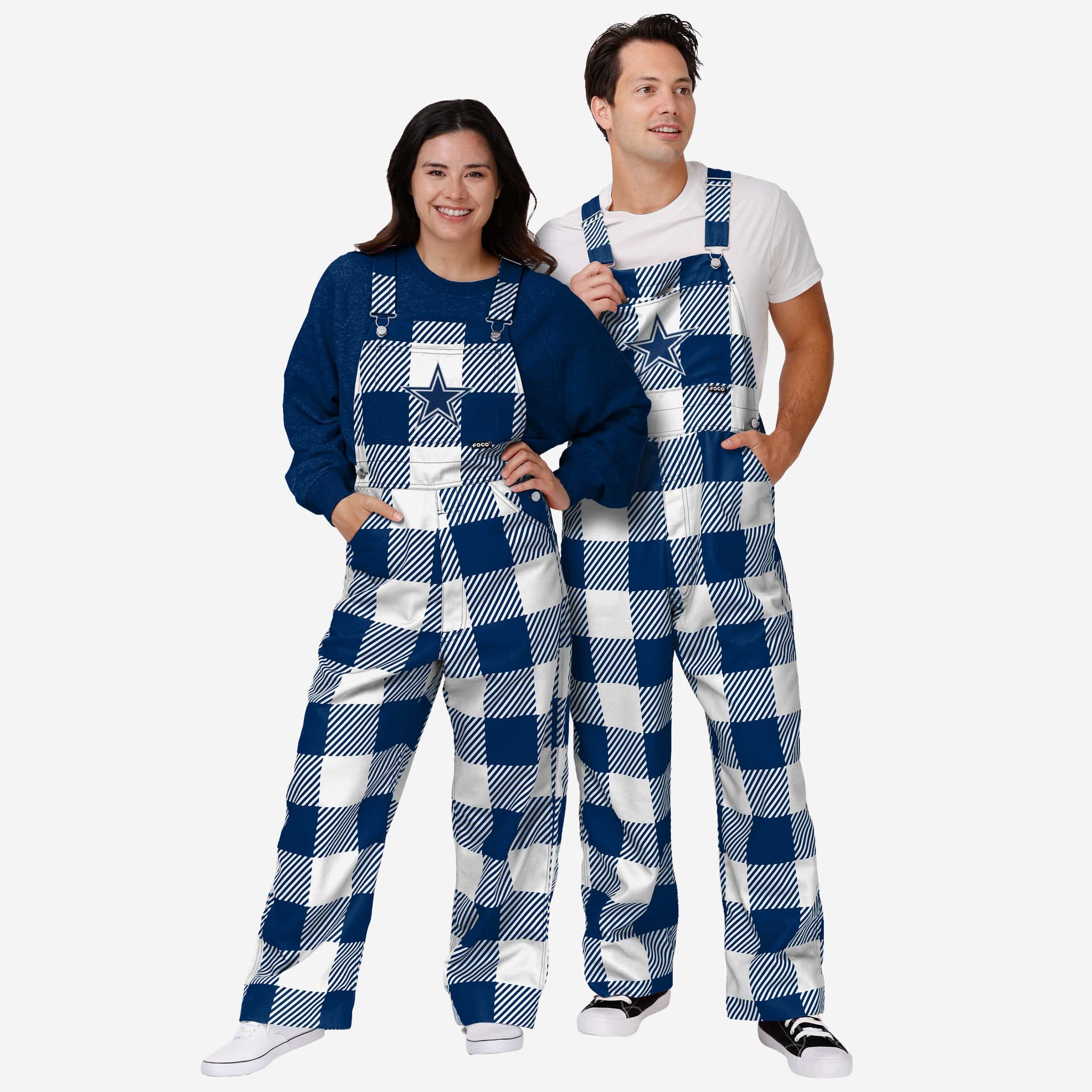 New Mens Plaid Bib Overalls-Dallas Cowboys - fitnfan