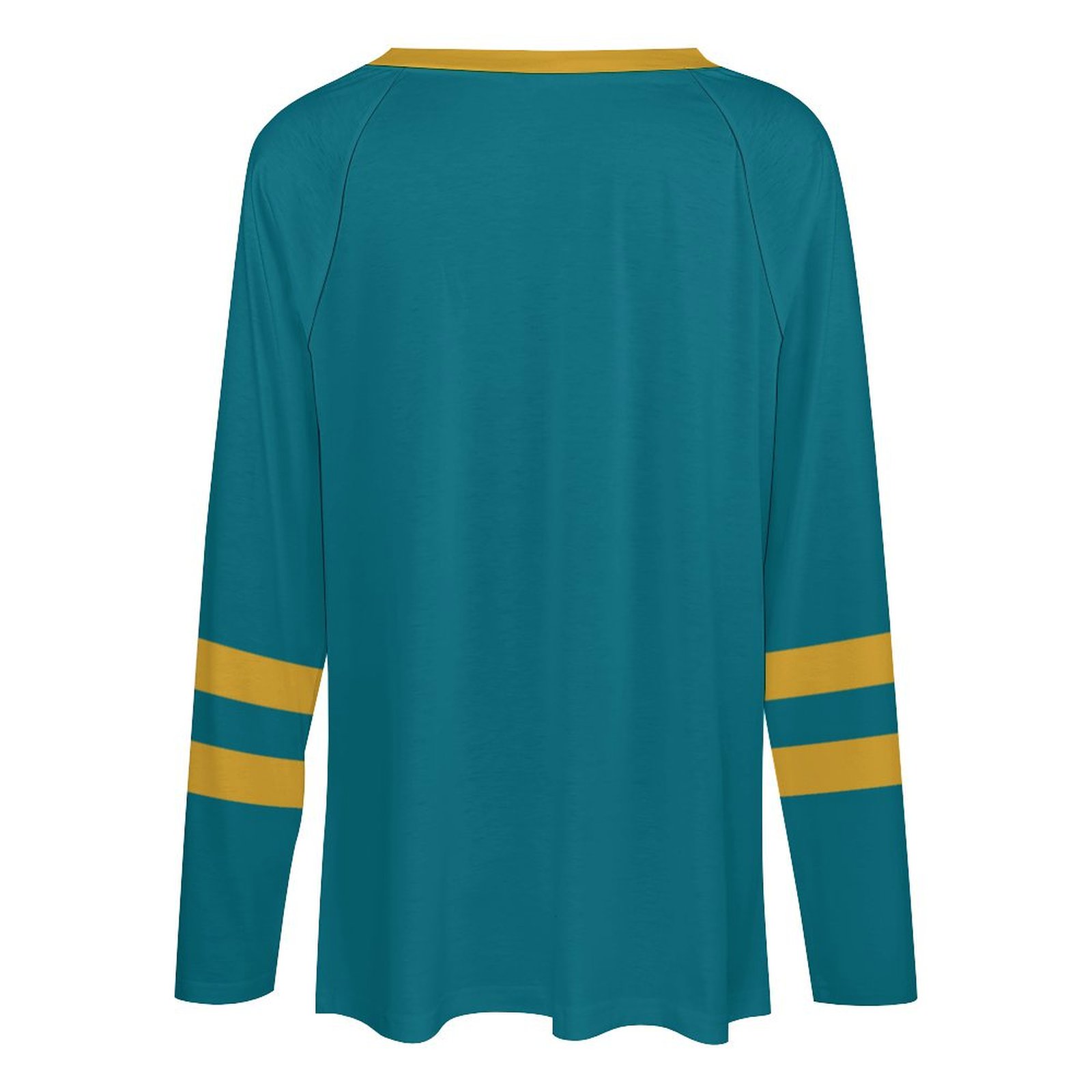 Jacksonville Jaguars Women's V-neck Double-layered Long-sleeved Loose T-shirt-Jacksonville Jaguars - fitnfan