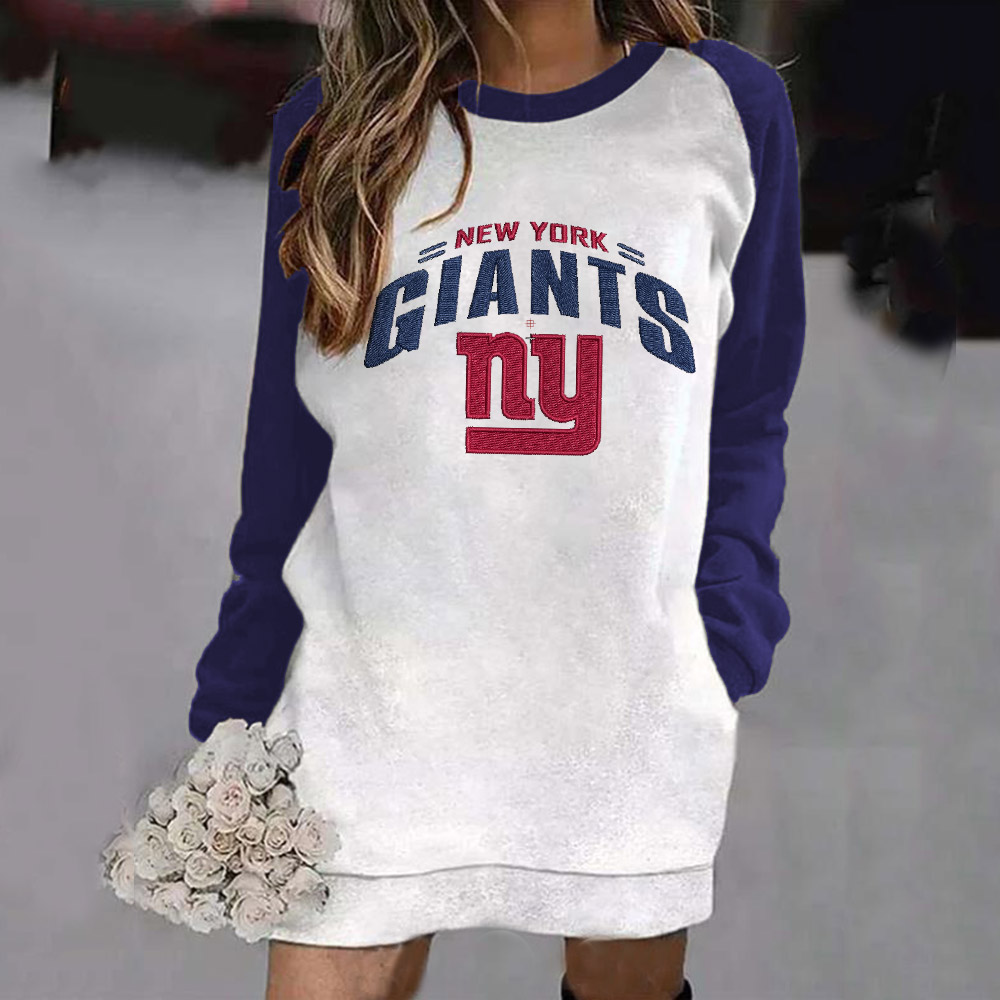printed contrast Casual loose dress-New York Giants - fitnfan