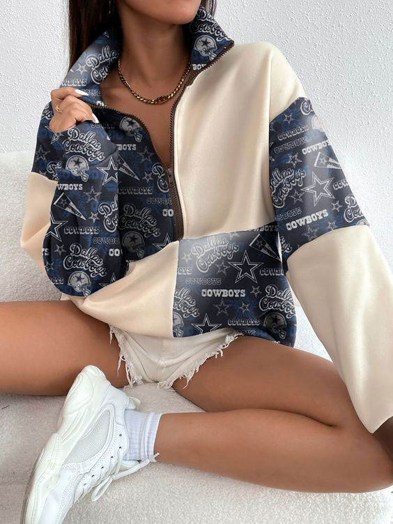 Casual patchwork printed Unisex Pullover-Dallas Cowboys - fitnfan