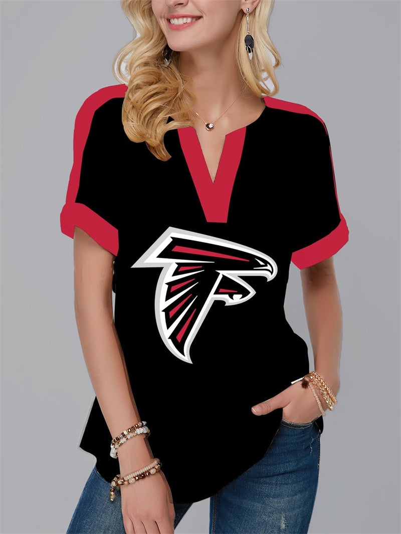 Atlanta FalconsFashion Short Sleeve V-Neck Shirt-Atlanta Falcons - fitnfan