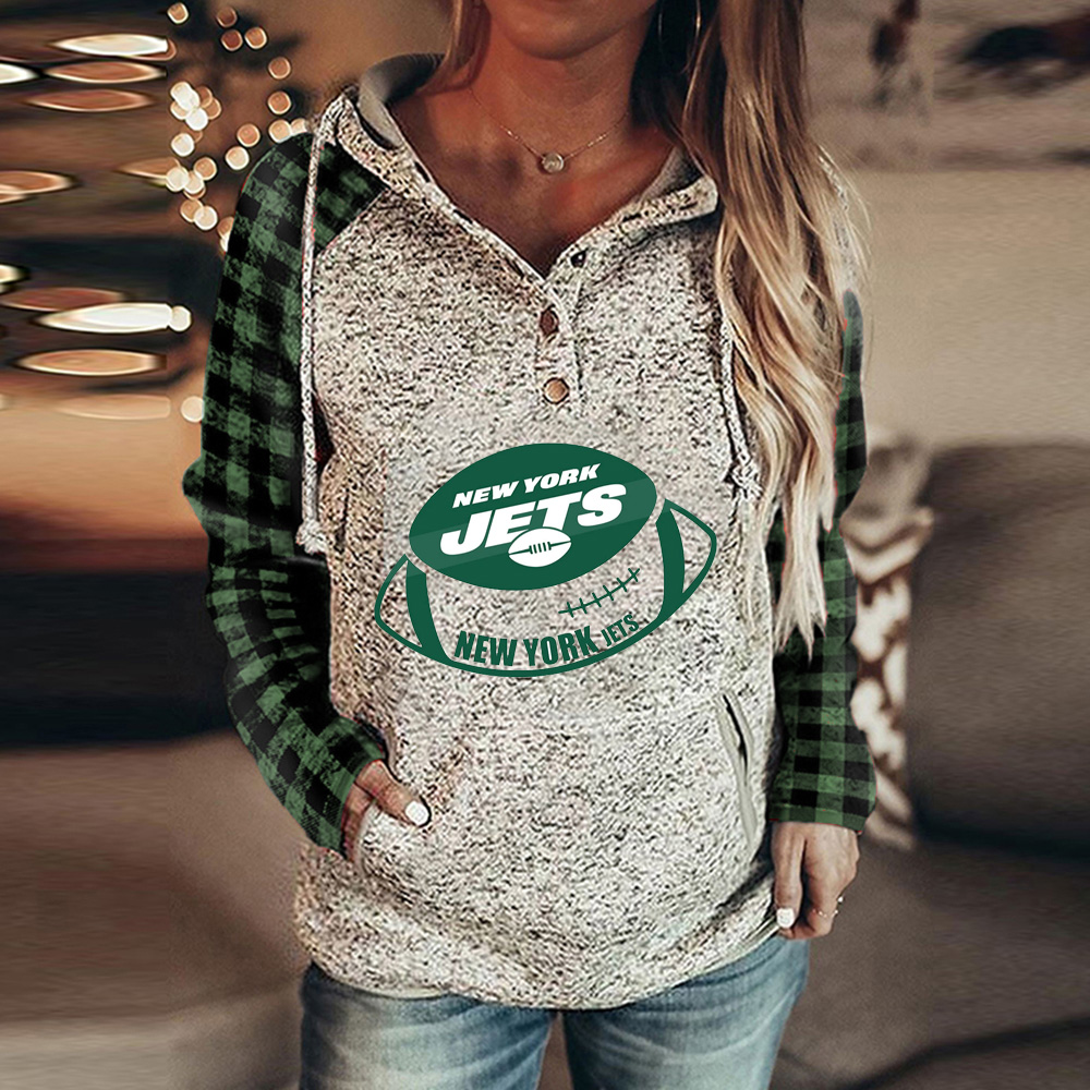 Fashion color blocking printed Hoodie-New York Jets - fitnfan