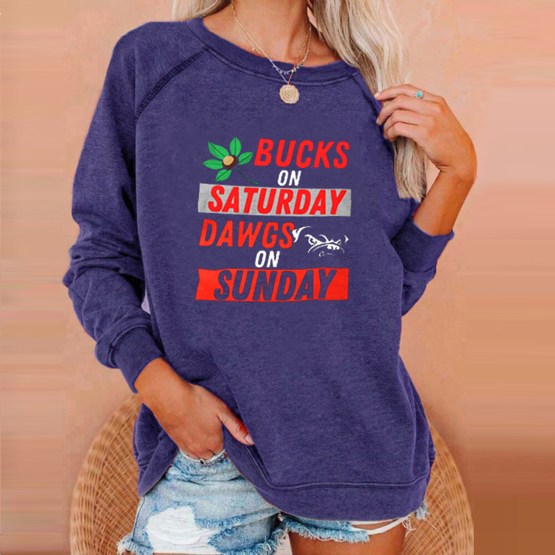 Raglan sleeve Casual round neck long sleeve pullover-Cleveland Browns - fitnfan