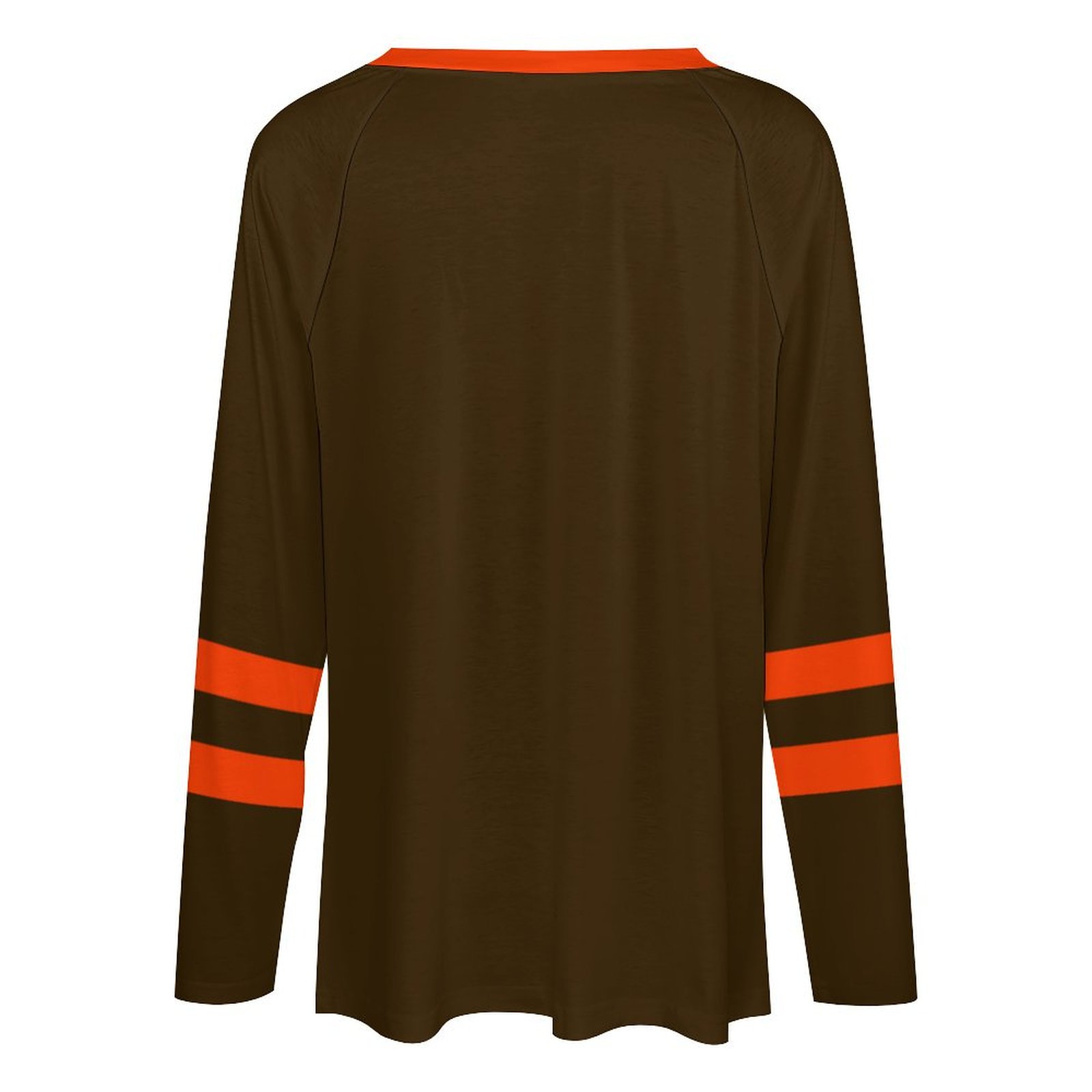 Cleveland Browns Women's V-neck Double-layered Long-sleeved Loose T-shirt-Cleveland Browns - fitnfan