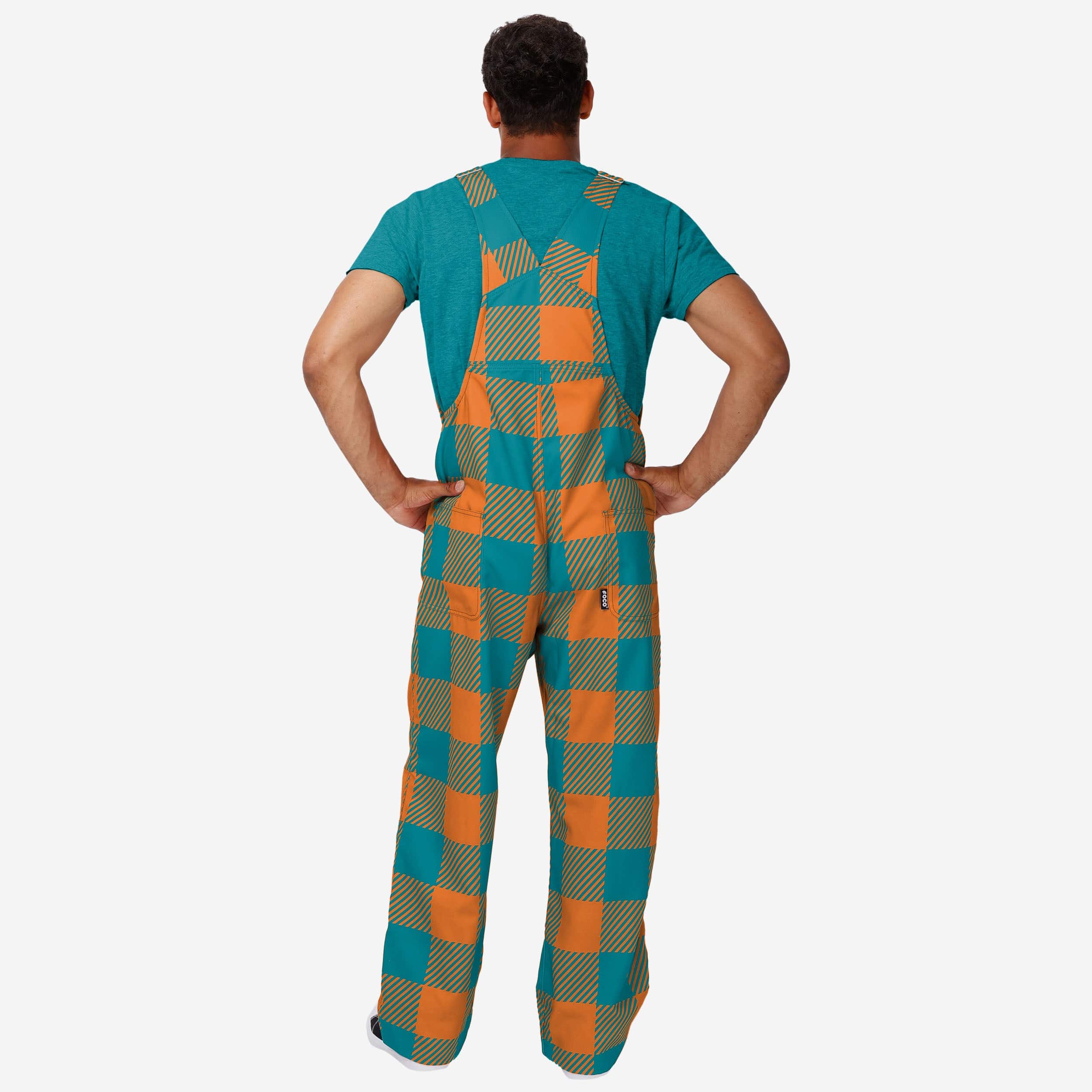 Miami Dolphins Mens Plaid Bib Overalls-Miami Dolphins - fitnfan