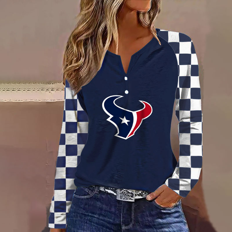V NECK SHIFT Casual BLOUSE-Houston Texans - fitnfan
