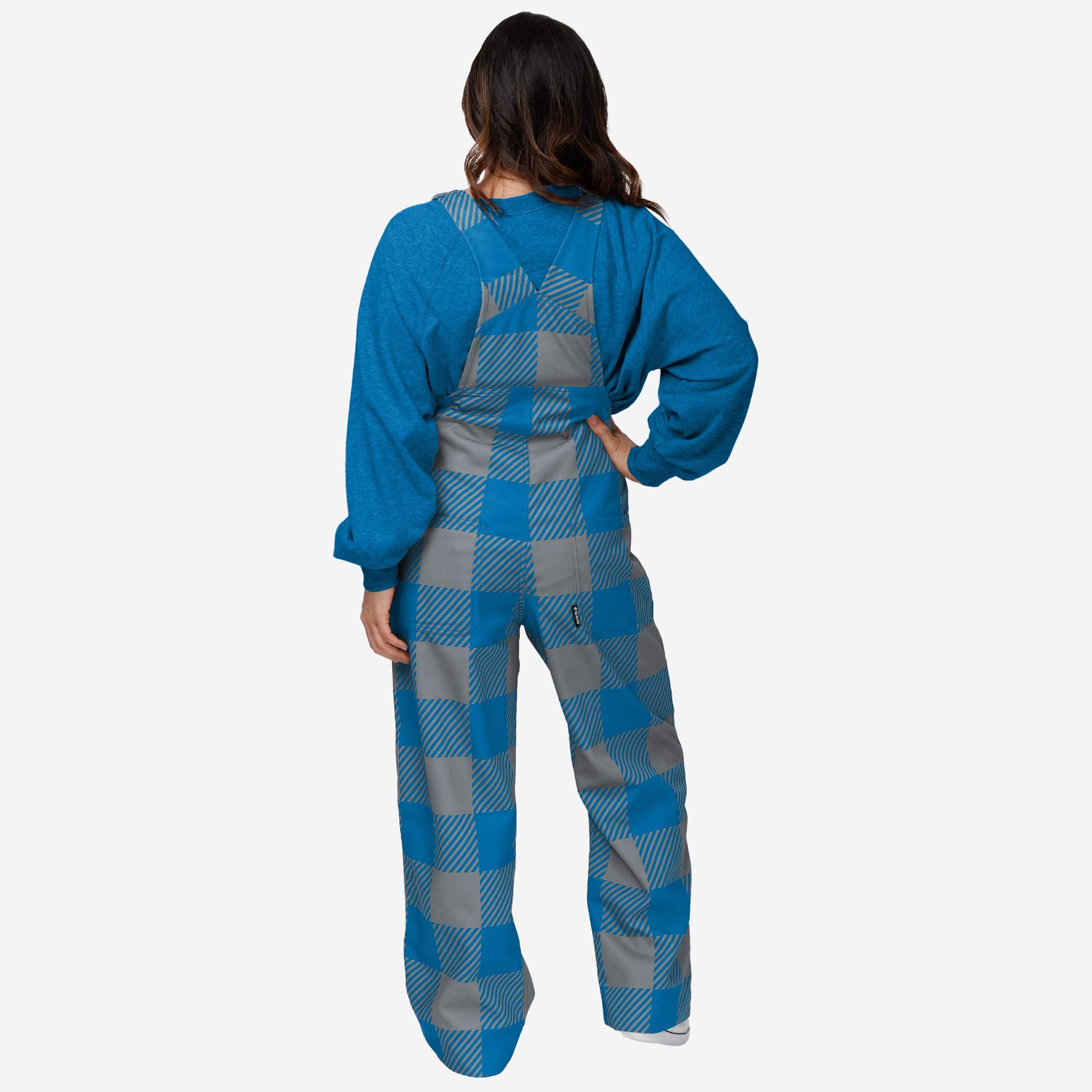 New Womens Plaid Bib Overalls-Detroit Lions - fitnfan