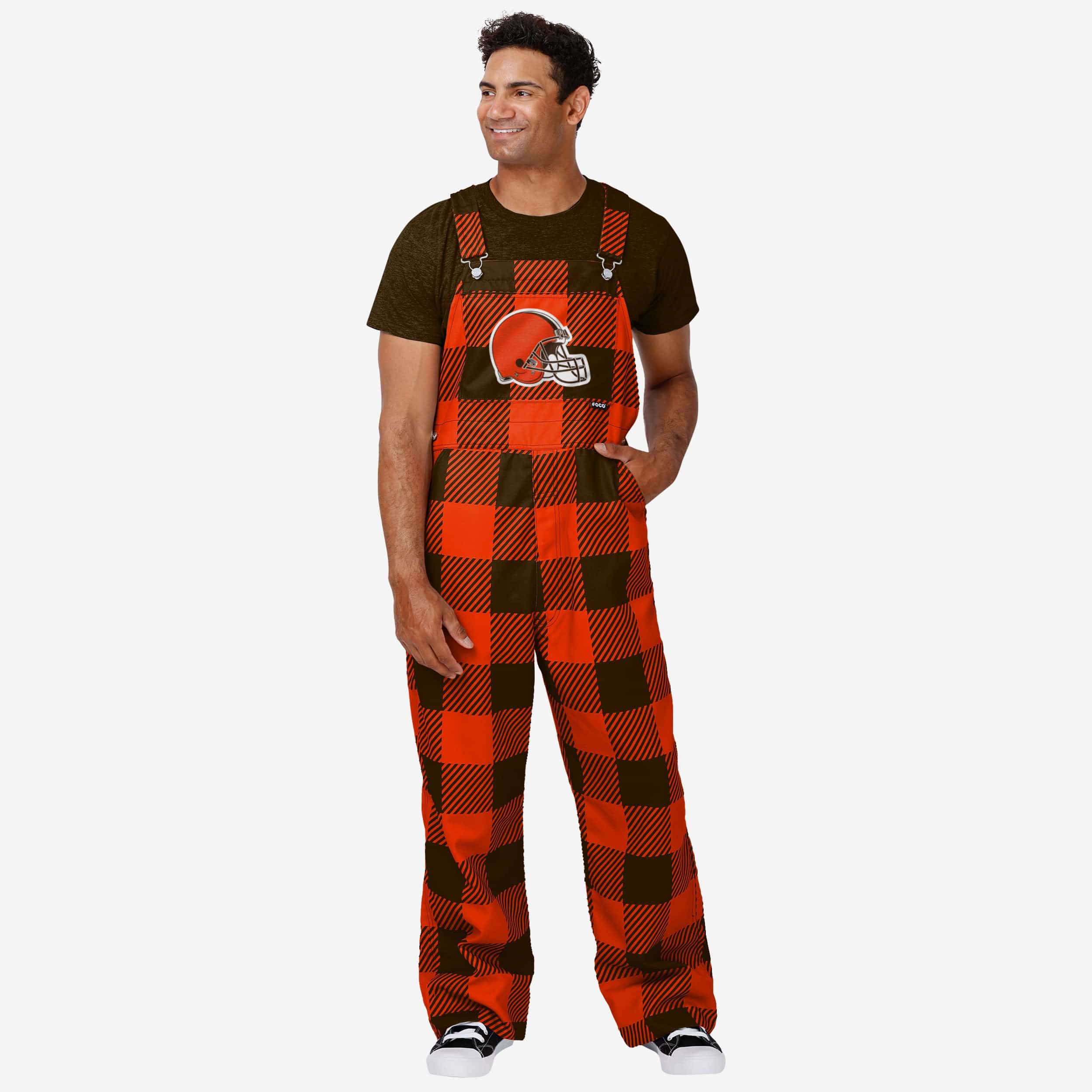 Cleveland Browns Mens Plaid Bib Overalls-Cleveland Browns - fitnfan