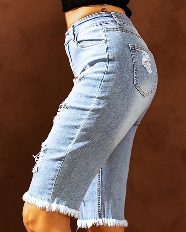 Casual fashion perforated printed jeans-Philadelphia Eagles - fitnfan