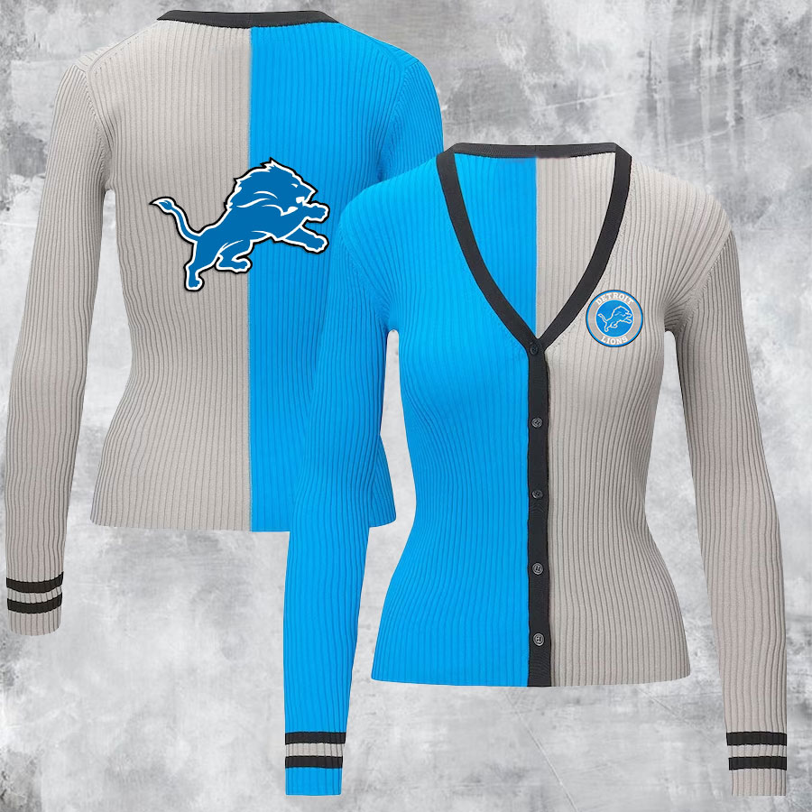 Women's Cargo Sweater - Blue/Silver-Detroit Lions - fitnfan