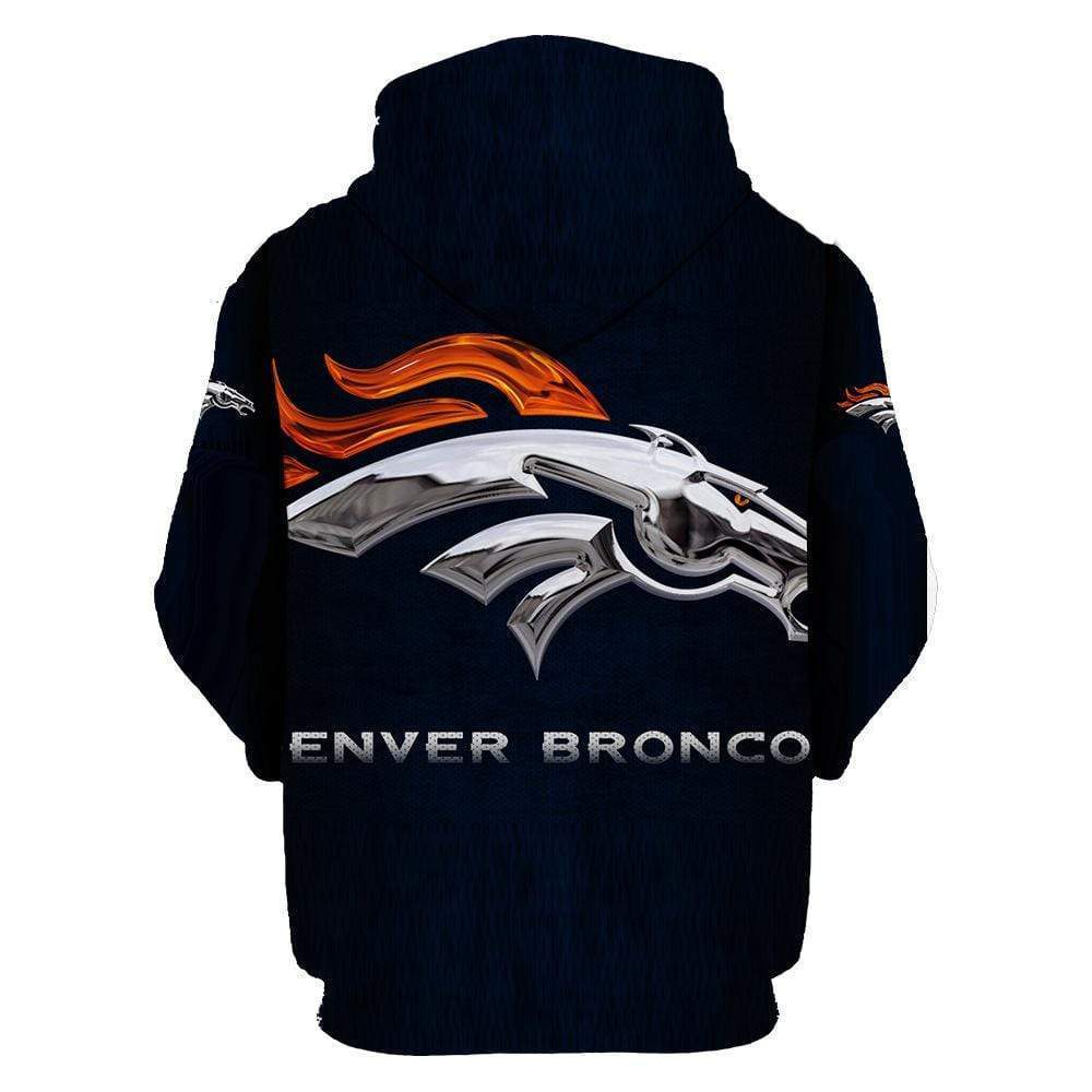 Denver Broncos Printed Hooded Pocket Pullover Sweater-Denver Broncos - fitnfan