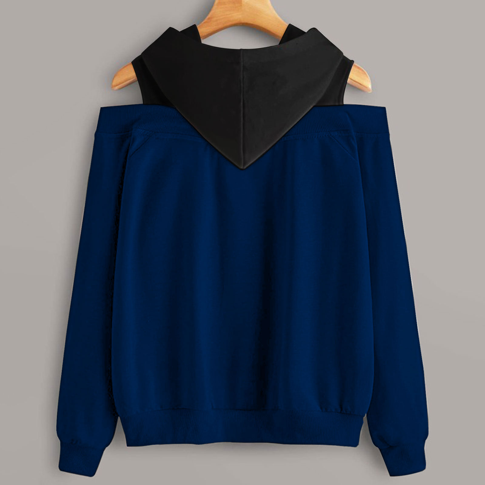 2 In 1 Colorblock Cold Shoulder Hoodie-Houston Texans - fitnfan