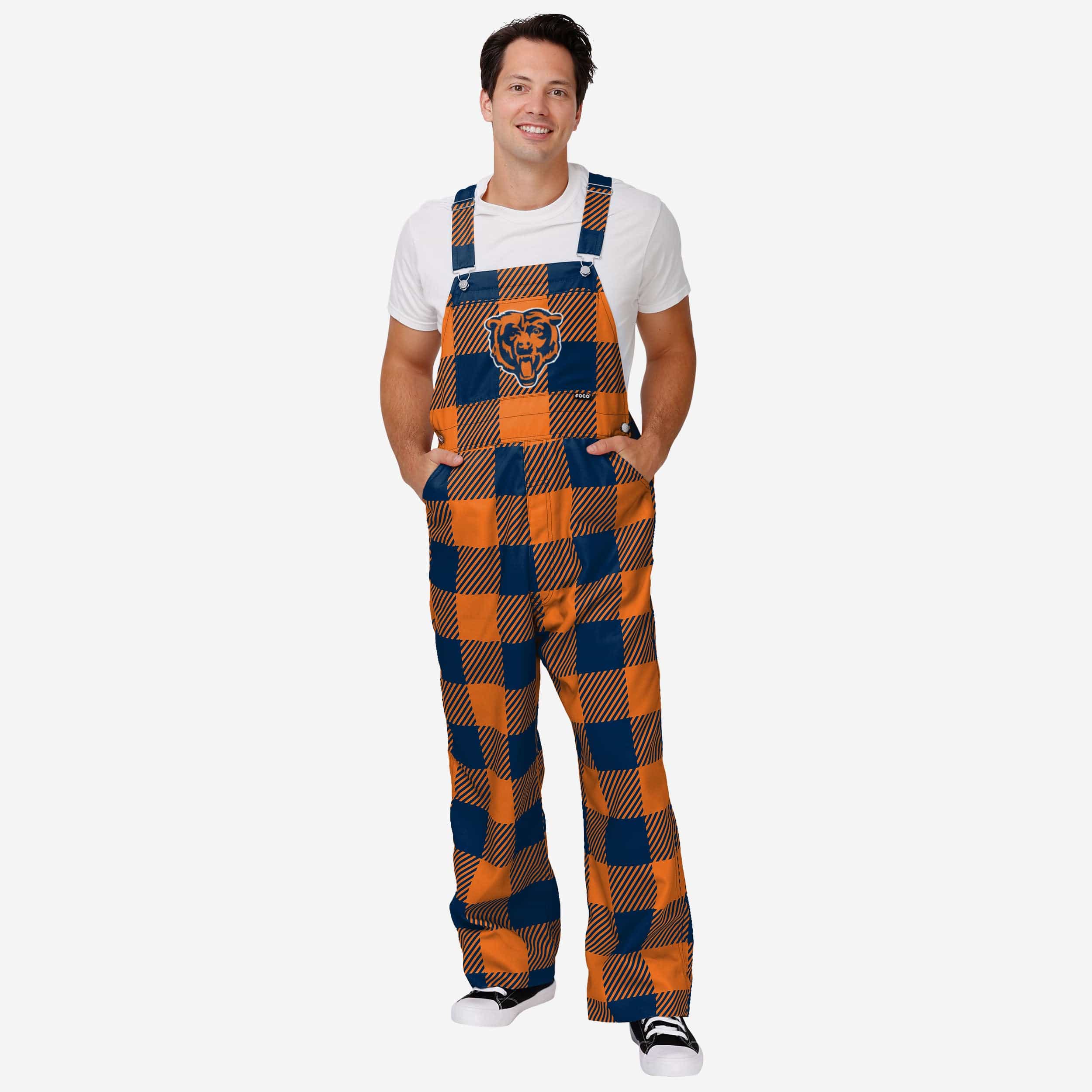 Chicago Bears Mens Plaid Bib Overalls-Chicago Bears - fitnfan