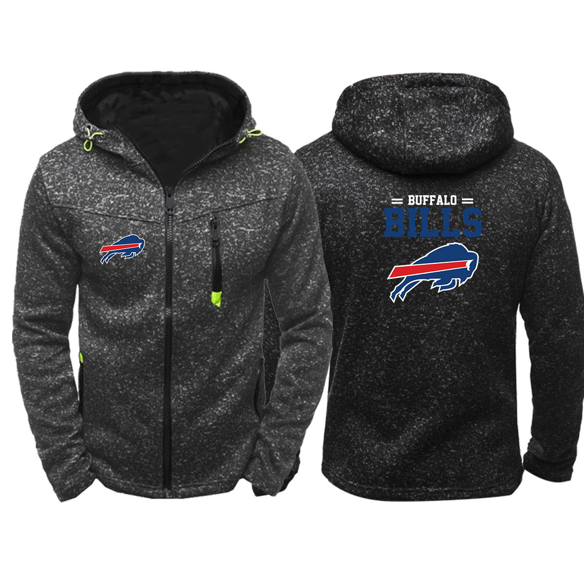 Rugby sweater jacket hoodie zipper clothes around men's plus velvet game suit training suit team-Buffalo Bills - fitnfan