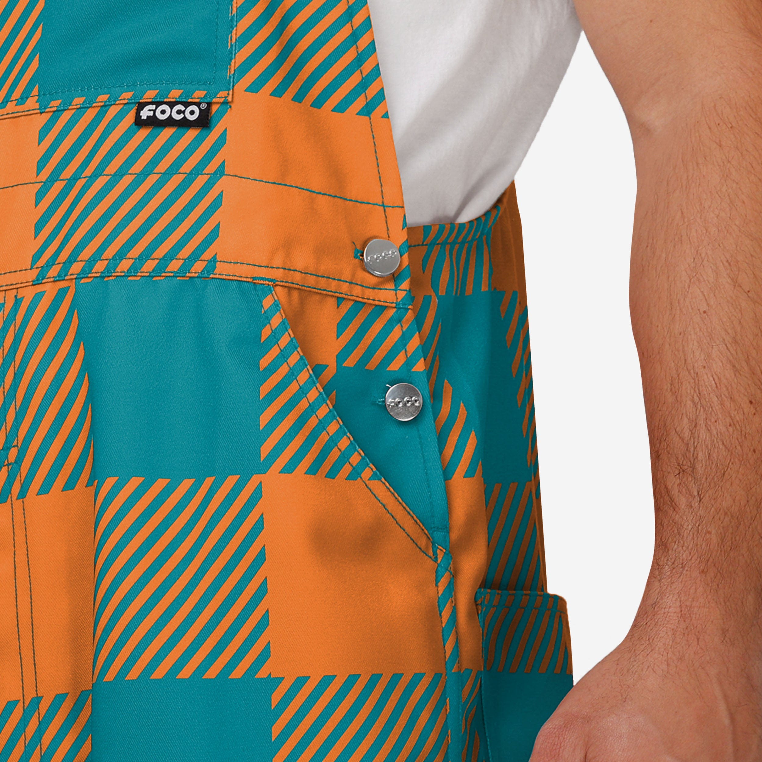 Miami Dolphins Mens Plaid Bib Overalls-Miami Dolphins - fitnfan