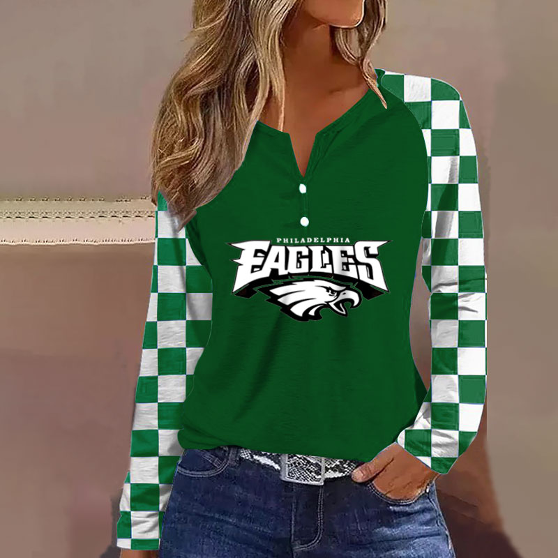 V NECK SHIFT Casual BLOUSE-Philadelphia Eagles - fitnfan