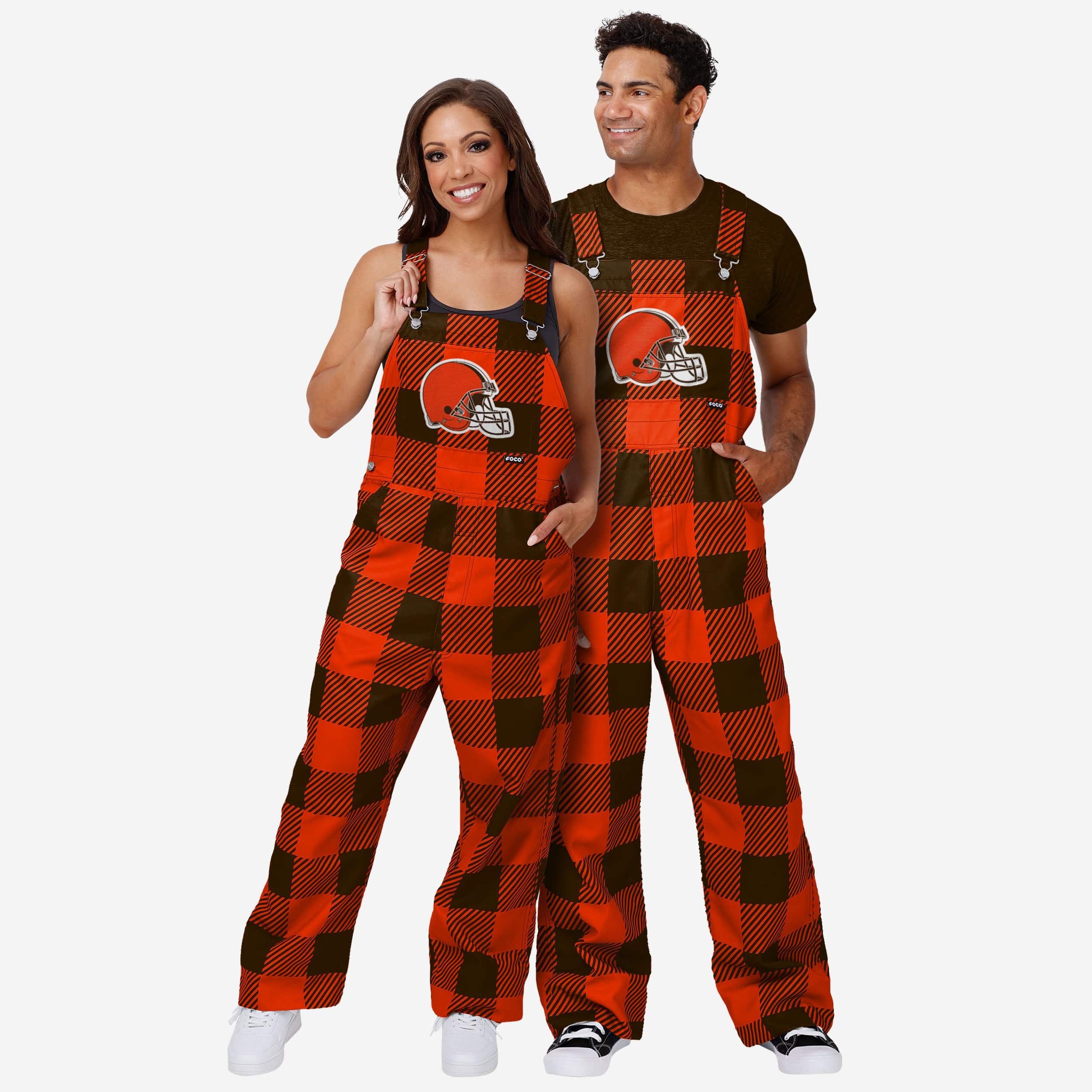 Cleveland Browns Womens Plaid Bib Overalls-Cleveland Browns - fitnfan