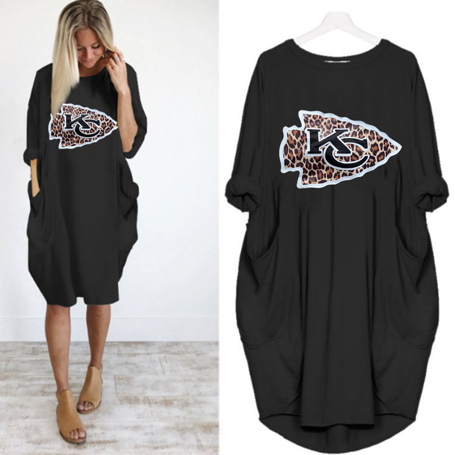 Simple Casual loose pocket long sleeve dress - fitnfan
