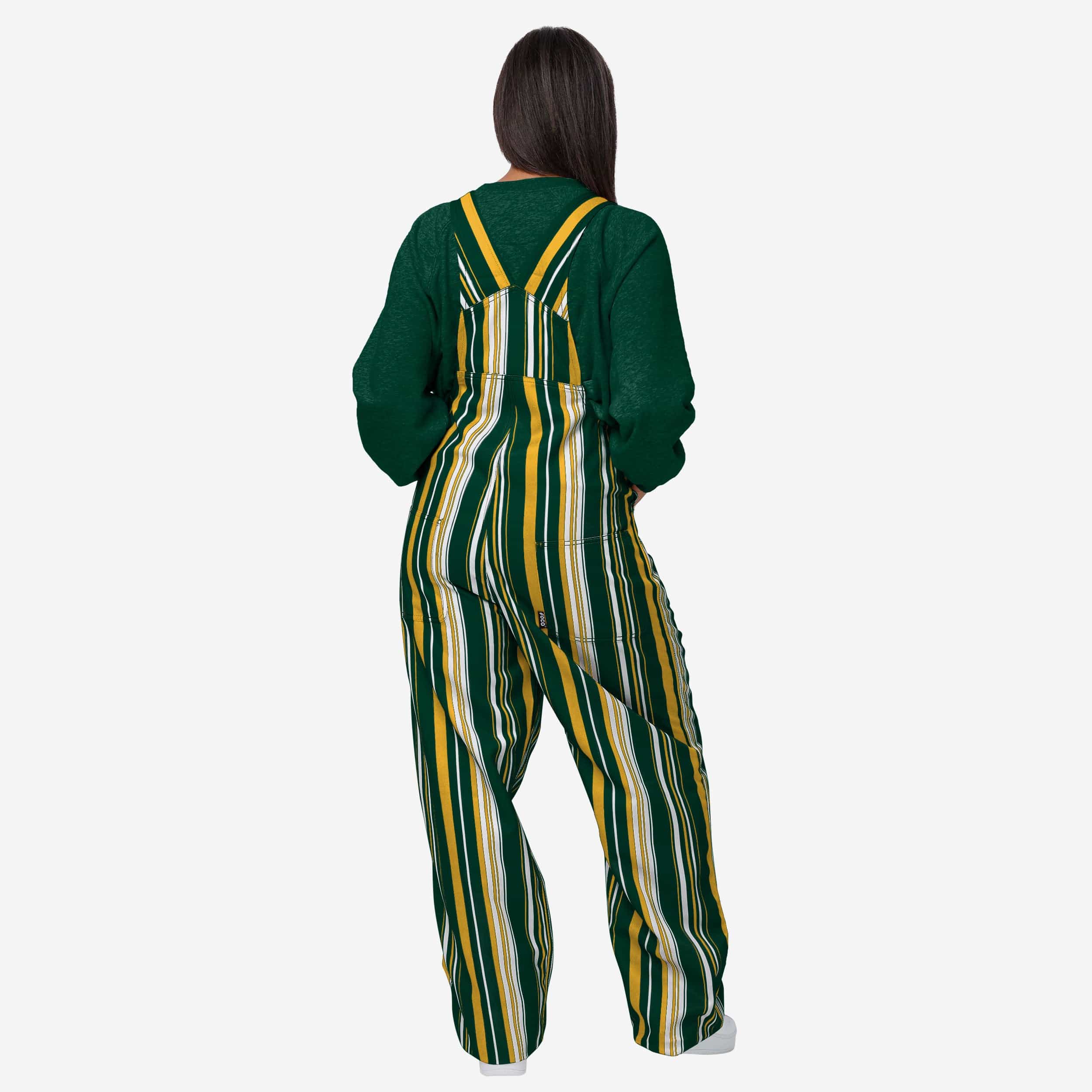 New Womens Hyper Stripe Bib Overalls-Green Bay Packers - fitnfan