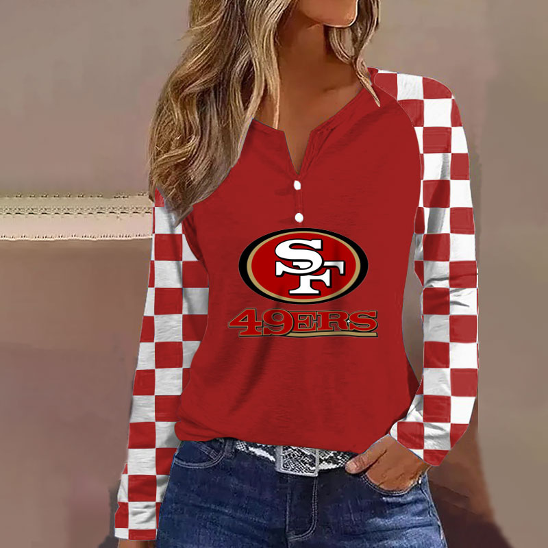 V NECK SHIFT Casual BLOUSE-San Francisco 49ers - fitnfan