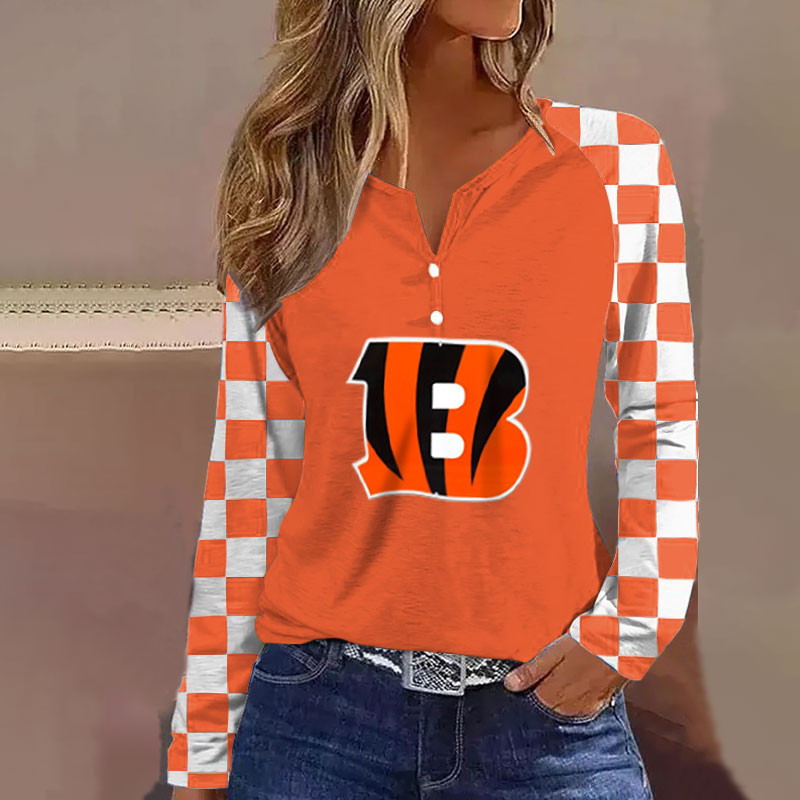 V NECK SHIFT Casual BLOUSE-Cincinnati Bengals - fitnfan
