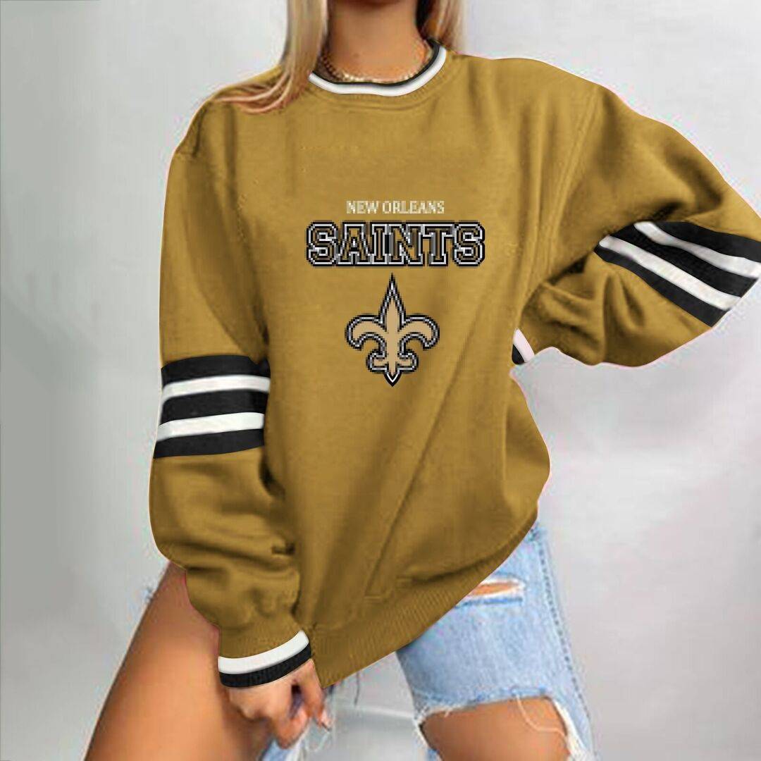 New Loose Urban Casual Letter Crew Neck Pullover Sweatshirt-New Orleans Saints - fitnfan