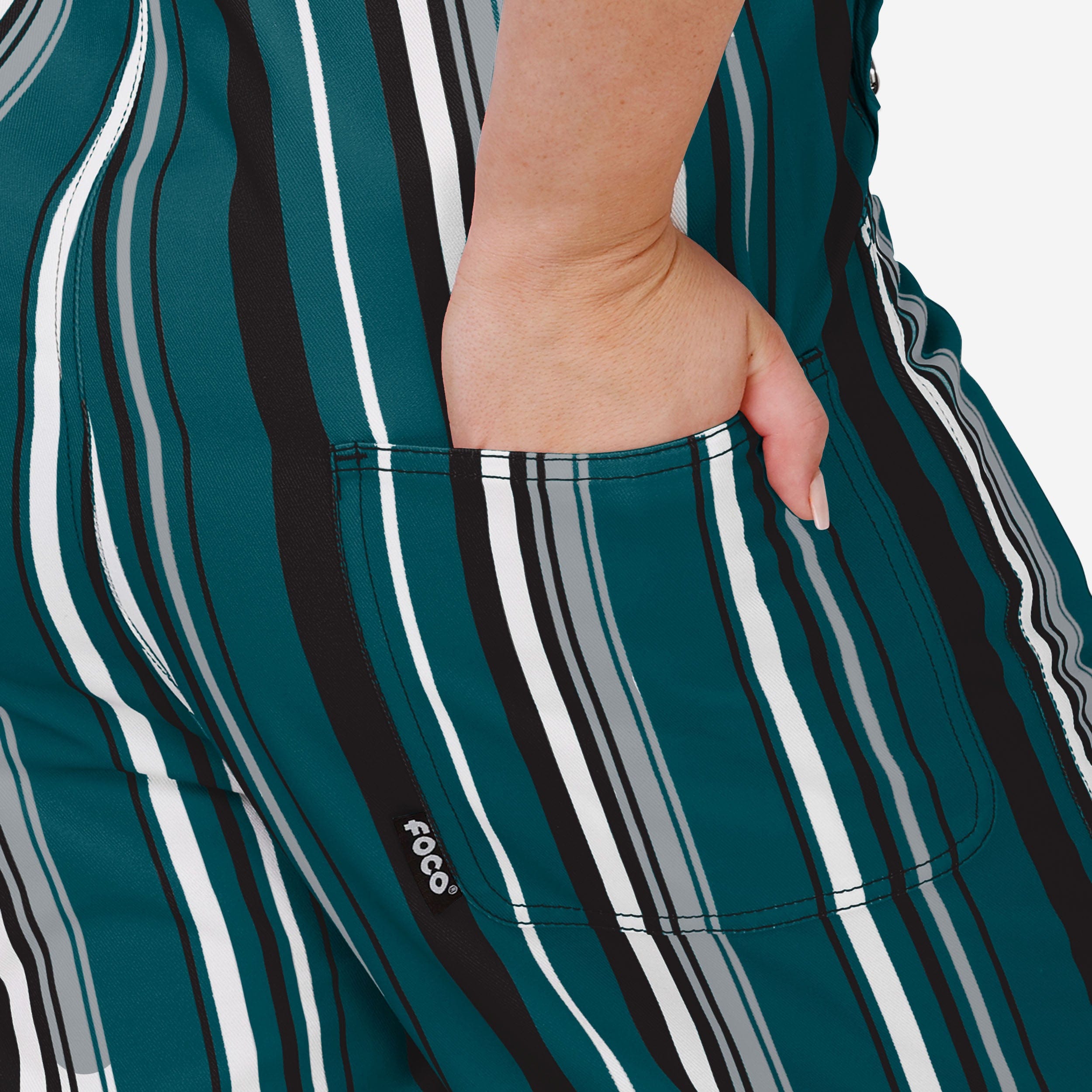 New Womens Hyper Stripe Bib Overalls-Philadelphia Eagles - fitnfan