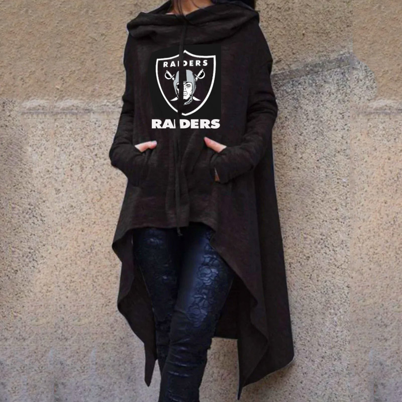 Fashionable Print Irregular Long Sleeve Sweatshirt-Las Vegas Raiders - fitnfan