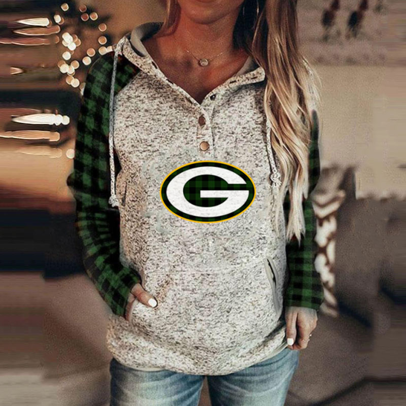 Casual patchwork printed Hoodie-Green Bay Packers - fitnfan