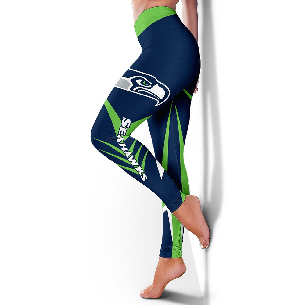 Casual fashion contrast printed Leggings-Seattle Seahawks - fitnfan
